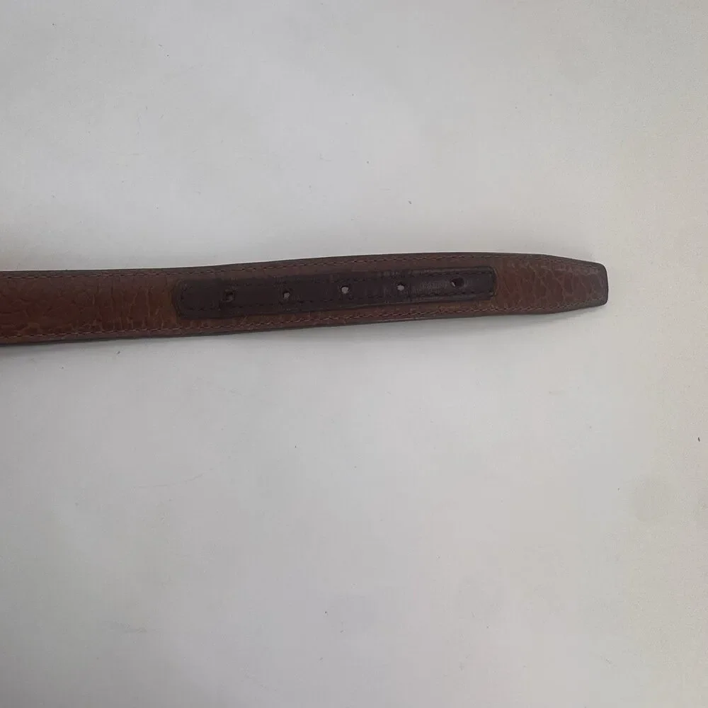 Coronado Brown American Bison Leather Belt ~ Size 36 w/ Brass Buckle Made in USA